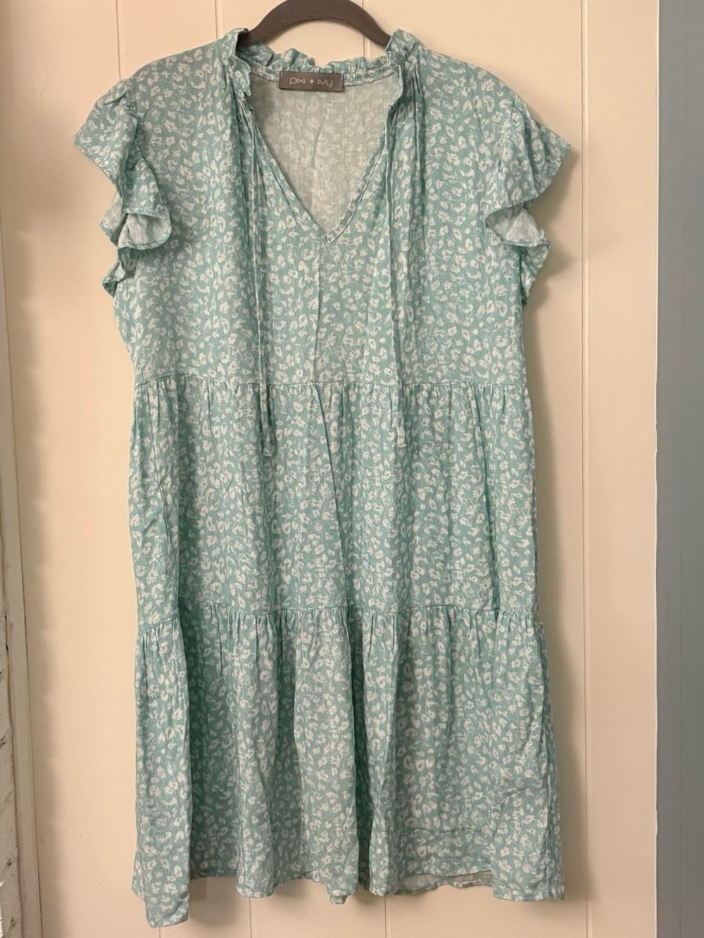 Pixi + Ivy Mint Floral Tiered Midi Dress
